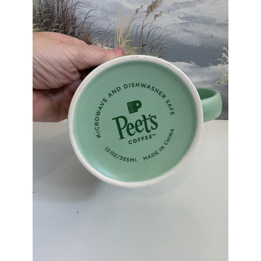 Peet's Coffee Portland Oregon Souvenir Mug Sage Green 12oz Ceramic Cup PNW - Picture 6 of 7
